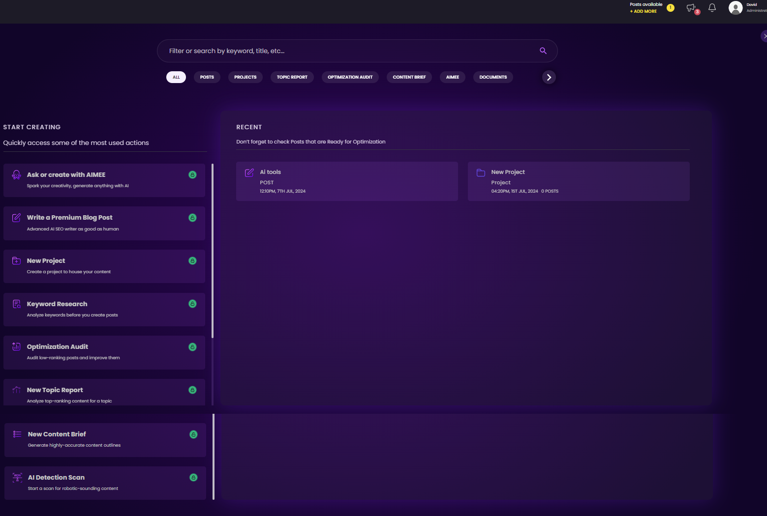 Content At Scale Project Dashboard