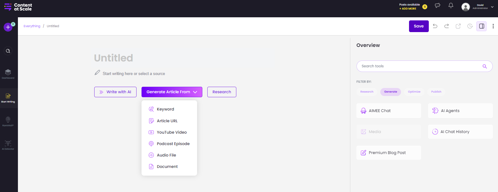 Content At Scale AI Generator Tool