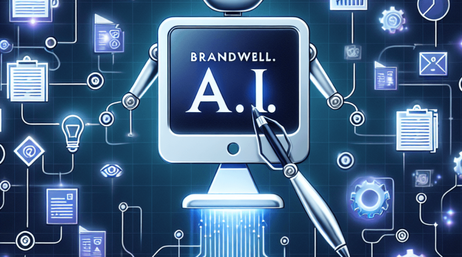 A digital art representation of a futuristic robot holding a pen, symbolizing content creation in a technological context.